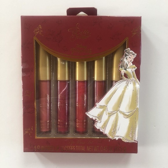 Taste Beauty Disney Belle Set of 5 Flavored Lip Glosses + Belle Flat Pouch - Picture 2 of 8